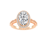 Oval Cut Halo Lab Grown Diamond Engagement Ring