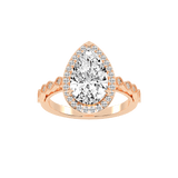 Pear Cut Halo Lab Grown Diamond Engagement Ring