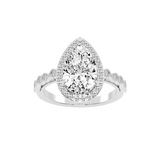 Pear Cut Halo Lab Grown Diamond Engagement Ring
