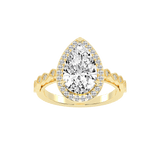 Pear Cut Halo Lab Grown Diamond Engagement Ring