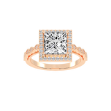 Princess Cut Halo Lab Grown Diamond Engagement Ring