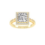 Princess Cut Halo Lab Grown Diamond Engagement Ring