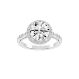 Anillo de compromiso con diamantes cultivados en laboratorio y halo de talla redonda
