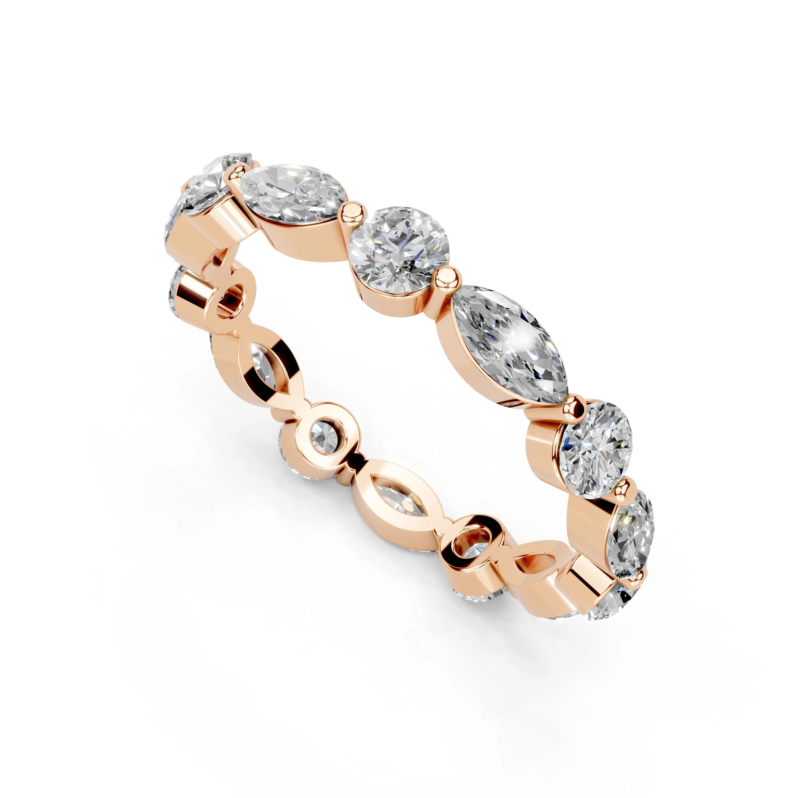 Marquise & Round Cut Lab-Grown Diamond Eternity Band