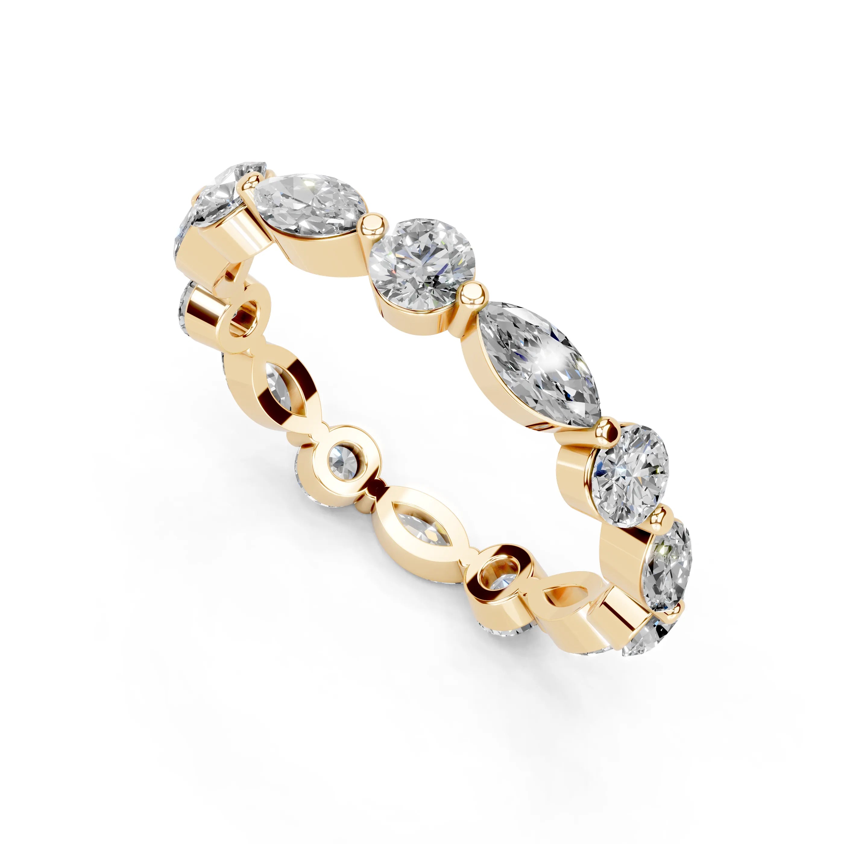 Marquise & Round Cut Lab-Grown Diamond Eternity Band