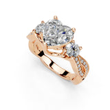 Heart Cut Fancy Lab Grown Diamond Engagement Ring with Twisted Pave