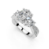 Oval cut Fancy Lab Grown Diamond Engagement Ring with Twisted Pave