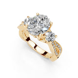 Oval cut Fancy Lab Grown Diamond Engagement Ring with Twisted Pave
