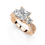 Princess Cut Fancy Lab Grown Diamond Engagement Ring with Twisted Pave
