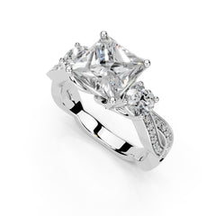 Princess Cut Fancy Lab Grown Diamond Engagement Ring with Twisted Pave