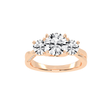 Round Cut Three Stone Lab Grown Diamond Engagement Ring