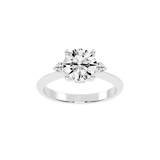 Three Stone Lab Grown Diamond Engagement Ring with Round Cut Center Stone