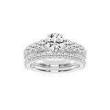 Round Cut Double Row Lab Grown Diamond Engagement Ring