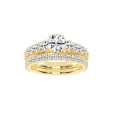Round Cut Double Row Lab Grown Diamond Engagement Ring
