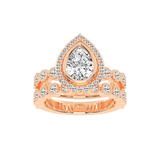 Pear Cut Double Row Lab Grown Diamond Engagement Ring
