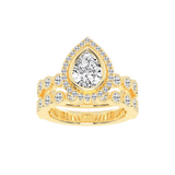 Pear Cut Double Row Lab Grown Diamond Engagement Ring