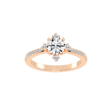 Pave Lab Grown Diamond Engagement Ring with Round Cut Center Stone