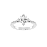 Pave Lab Grown Diamond Engagement Ring with Round Cut Center Stone