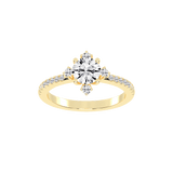 Pave Lab Grown Diamond Engagement Ring with Round Cut Center Stone