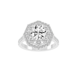 Anillo de compromiso con diamante cultivado en laboratorio Halo con piedra central de corte redondo