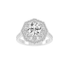Halo Lab Grown Diamond Engagement Ring with Round Cut Center Stone