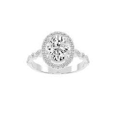 Oval Cut Halo Lab Grown Diamond Engagement Ring