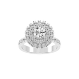 Anillo de compromiso con diamantes cultivados en laboratorio Halo con estilo vintage y piedra central de corte redondo