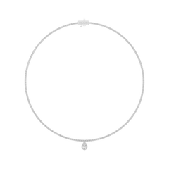 Pear Cut Halo Lab Grown Diamond Tennis Necklace