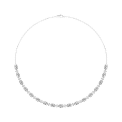 Oval and Round Cut Lab Grown Diamond Tennis Necklace