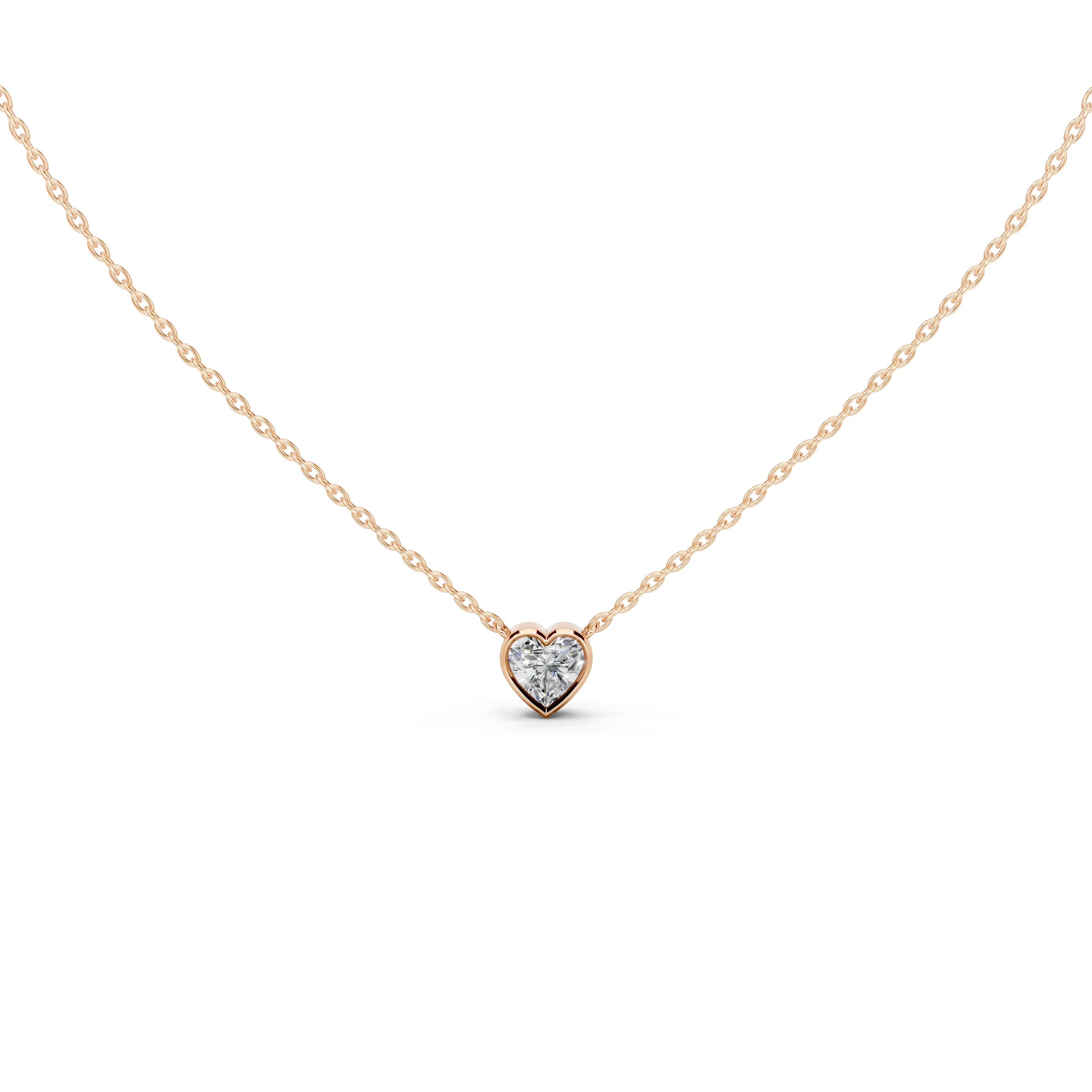 Heart Shape Bezel Lab Diamond Solitaire Pendant