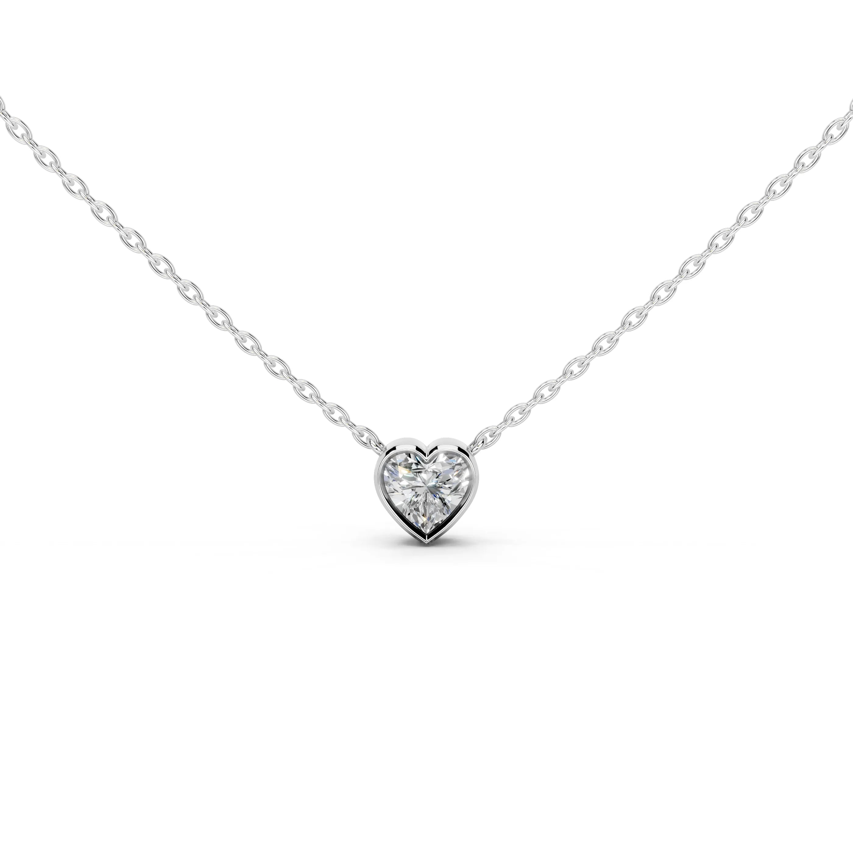 Heart Shape Bezel Lab Diamond Solitaire Pendant