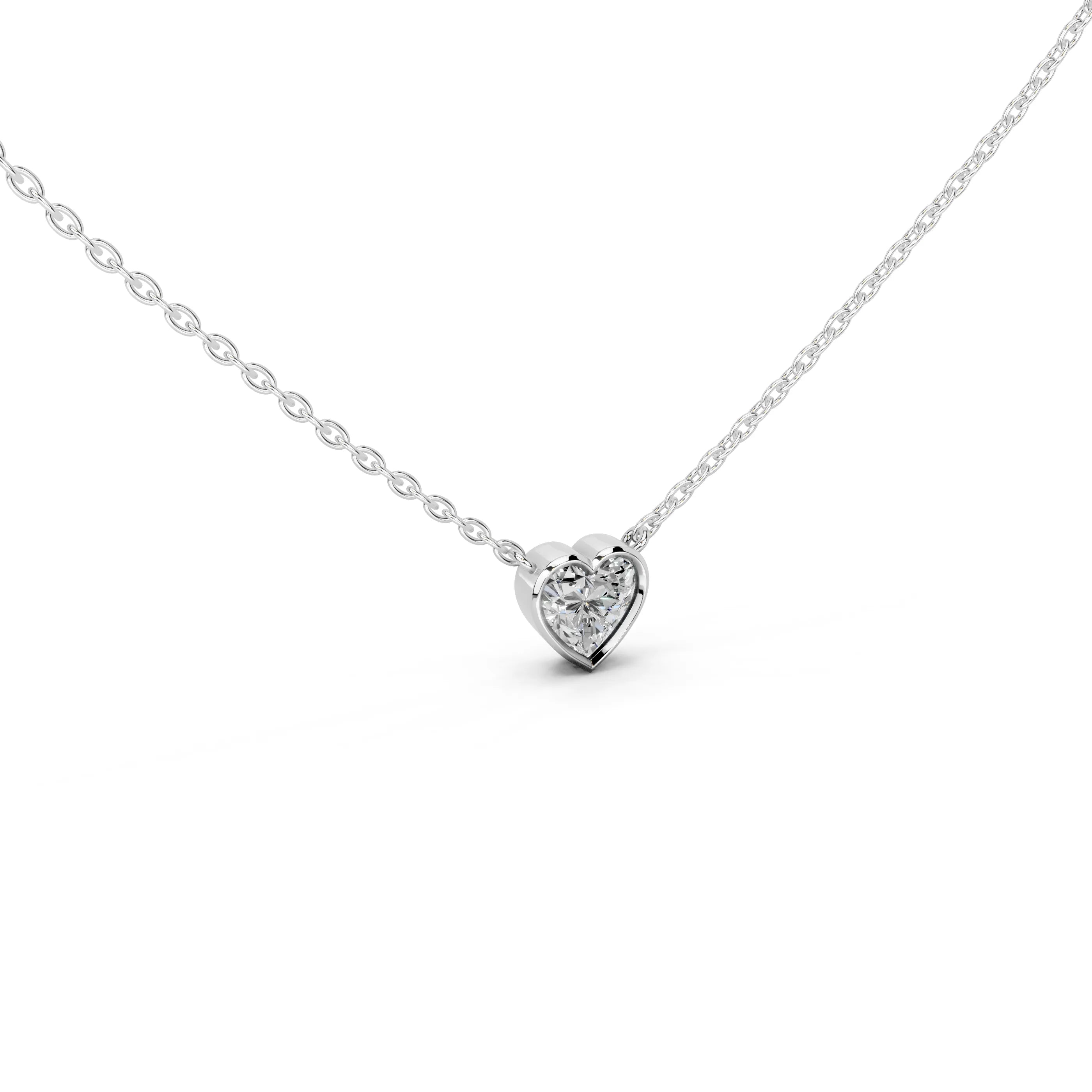 Heart Shape Bezel Lab Diamond Solitaire Pendant