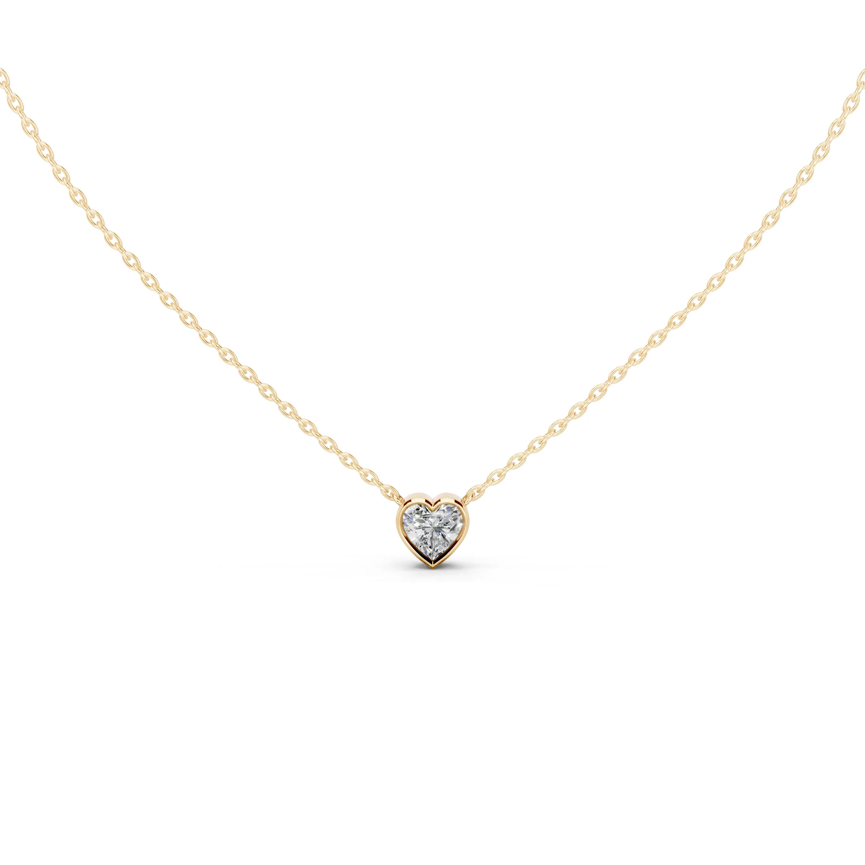 Heart Shape Bezel Lab Diamond Solitaire Pendant