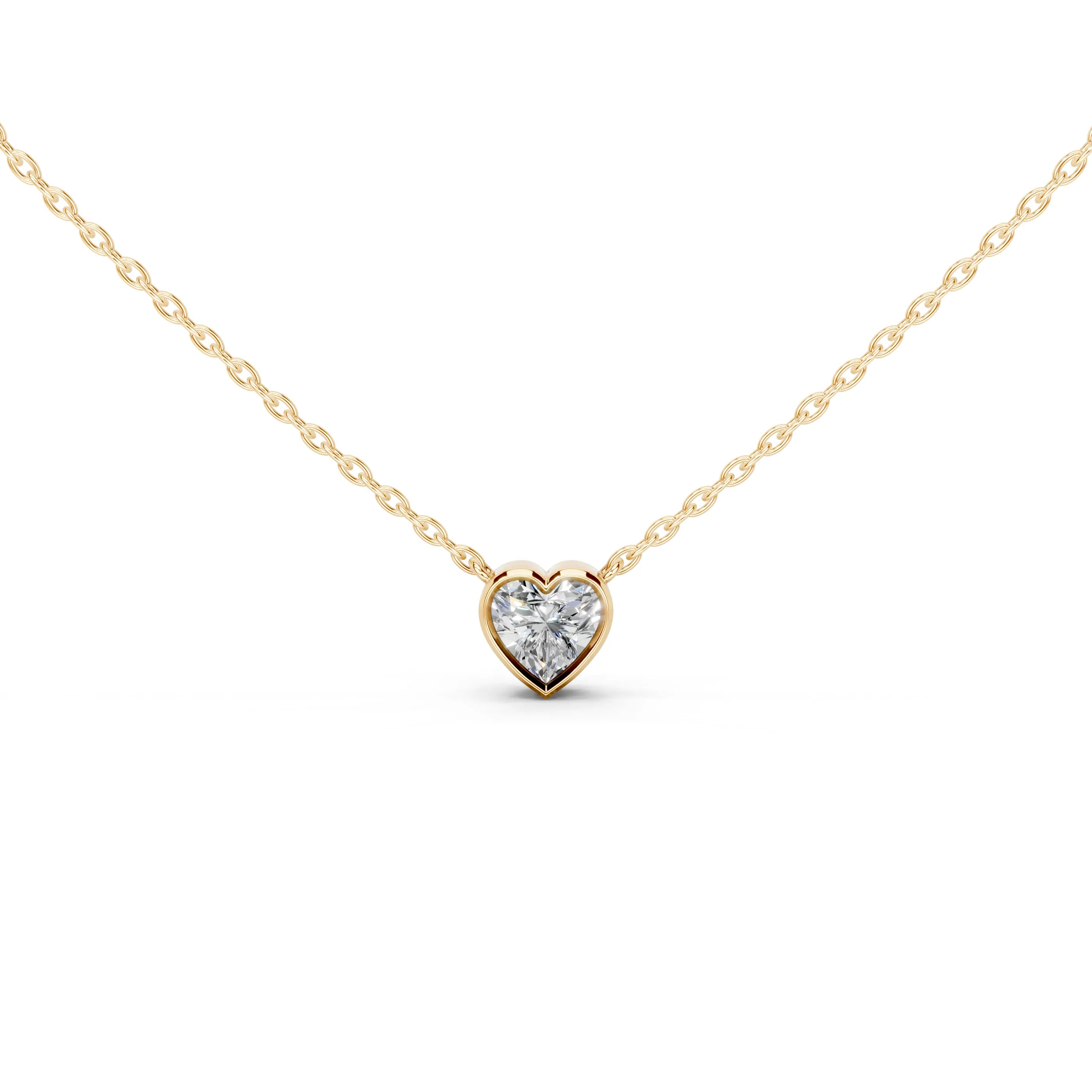 Heart Shape Bezel Lab Diamond Solitaire Pendant
