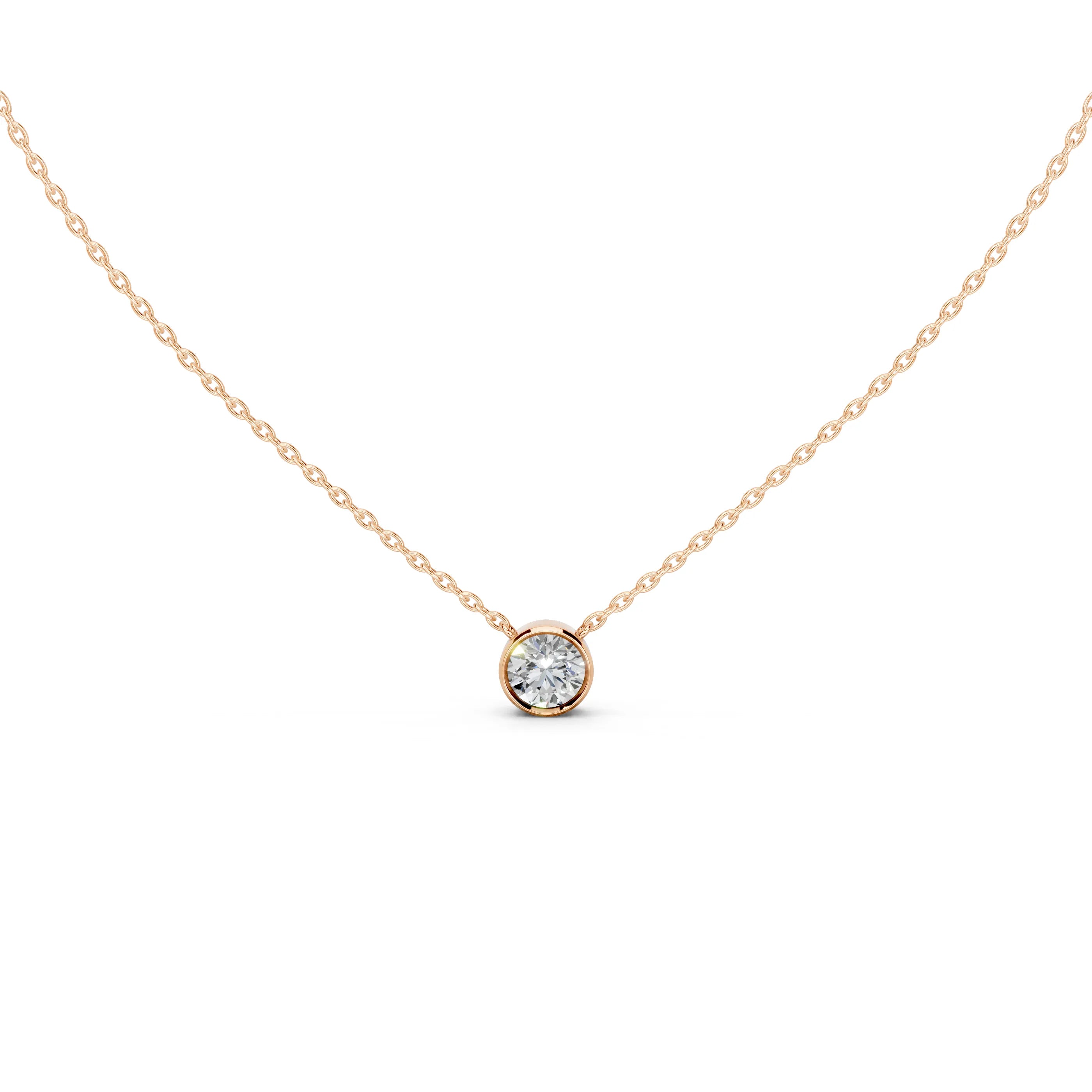 Round Shape Bezel Lab Diamond Solitaire Pendant