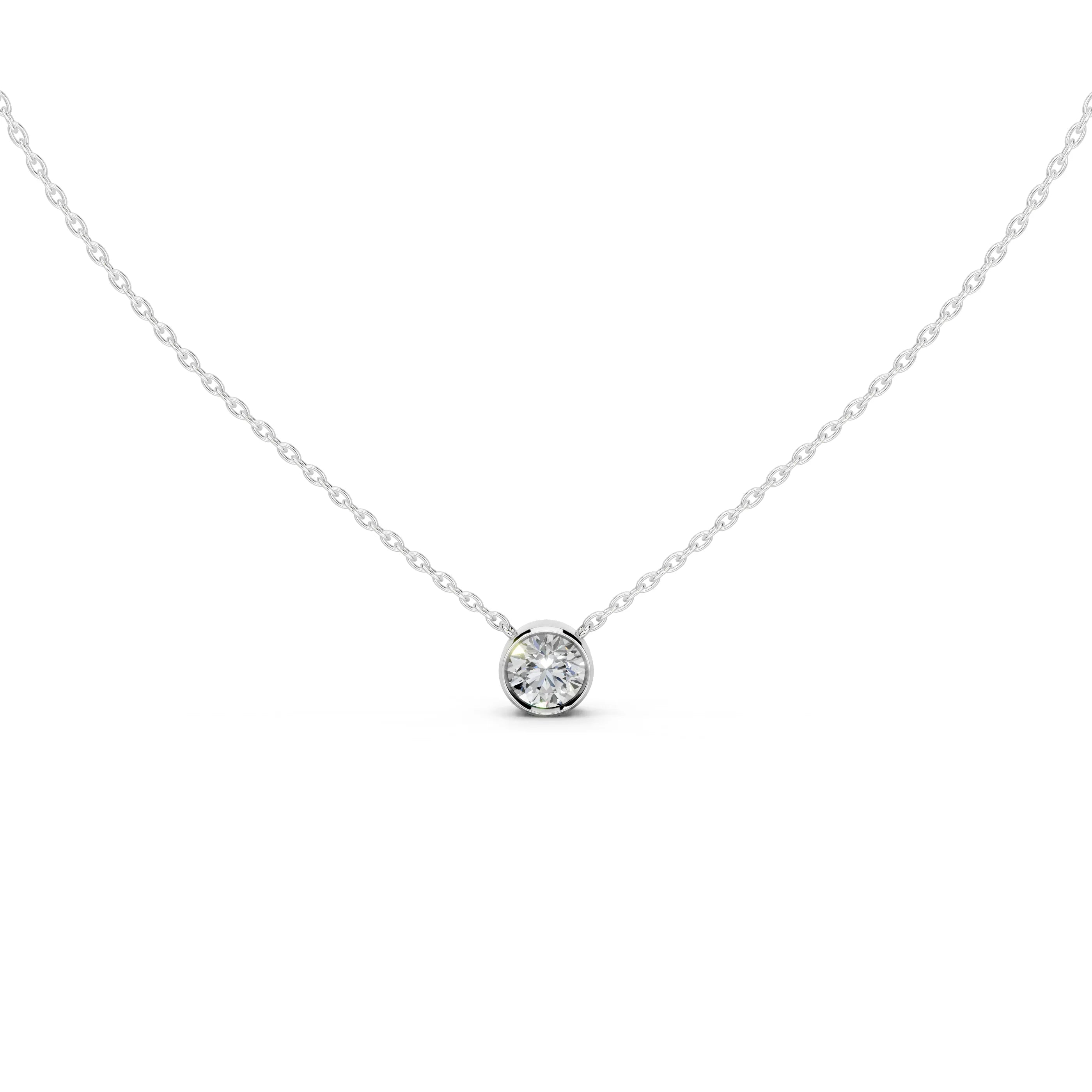Round Shape Bezel Lab Diamond Solitaire Pendant