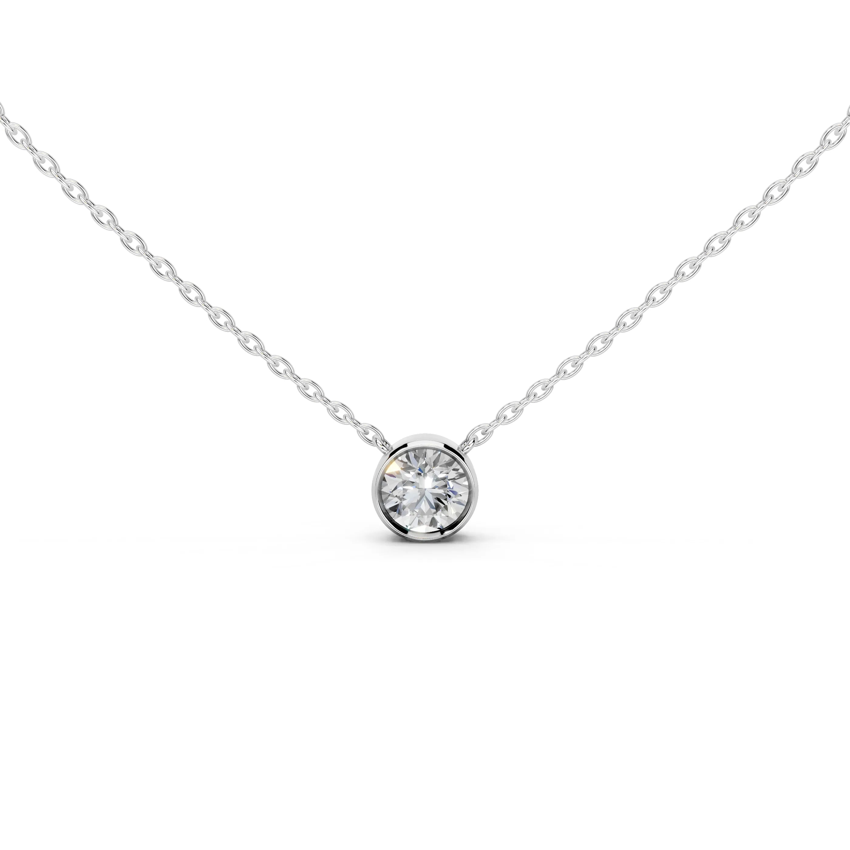 Round Shape Bezel Lab Diamond Solitaire Pendant
