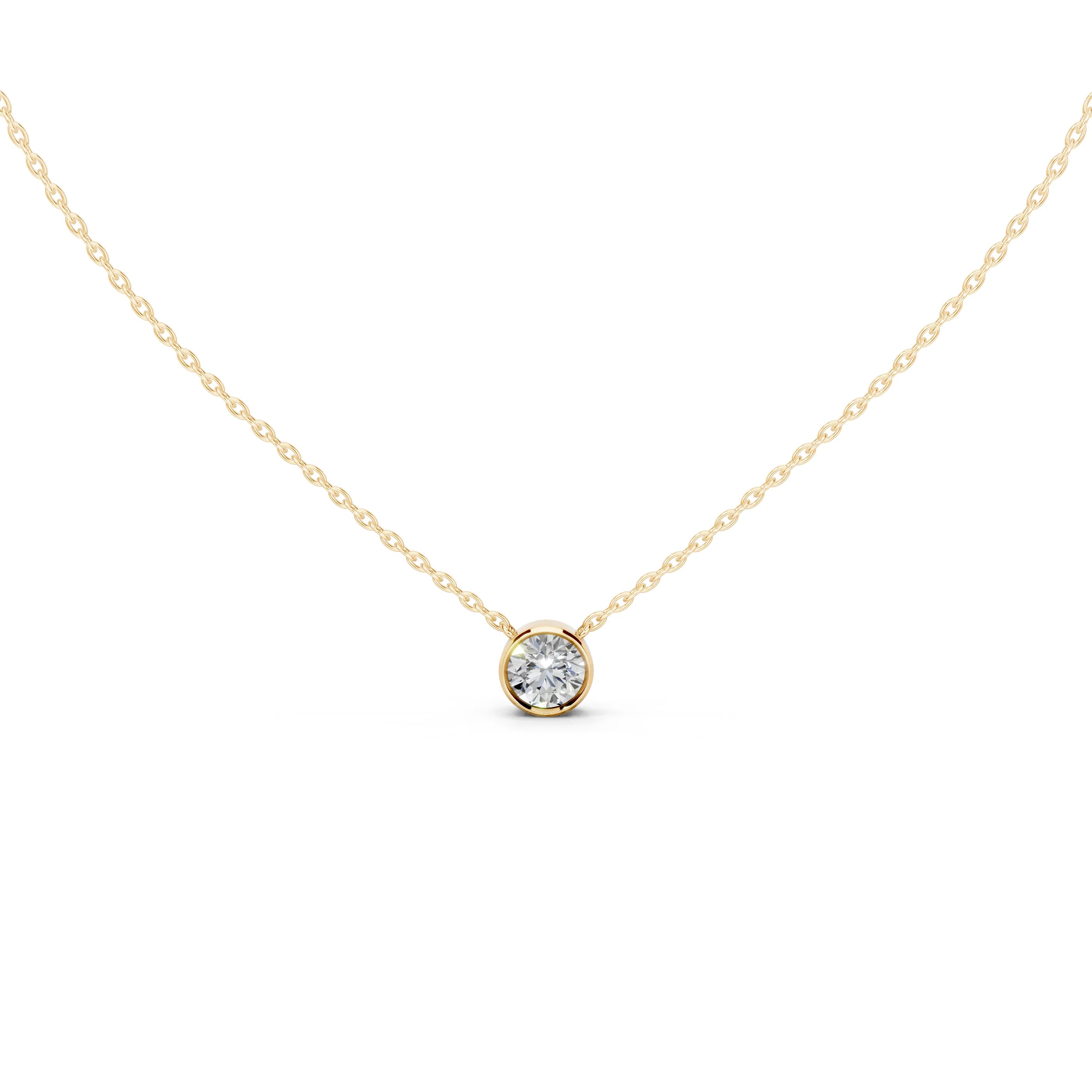 Round Shape Bezel Lab Diamond Solitaire Pendant