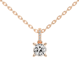 Square Cushion and Round Cut Lab Grown Diamond Solitaire Pendant