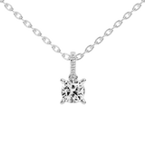 Colgante solitario de diamantes cultivados en laboratorio de talla redonda y cuadrada