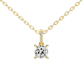 Square Cushion and Round Cut Lab Grown Diamond Solitaire Pendant