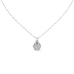 Colgante de diamantes cultivados en laboratorio de 0,7 ct de talla cojín cuadrada y redonda con doble halo