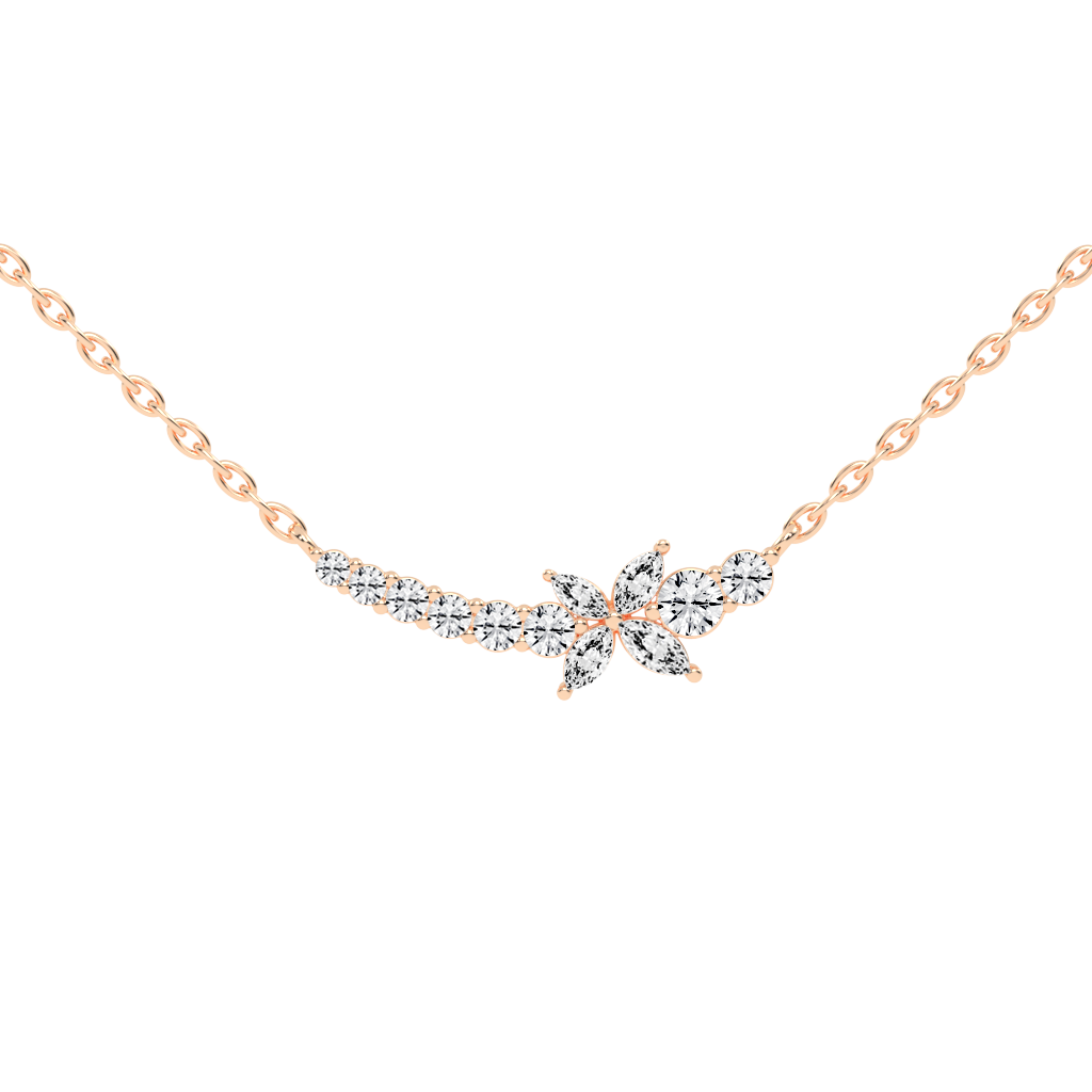 Fancy Marquise and Round Cut 1.26 Cttw Lab Grown Diamond Bar Pendant
