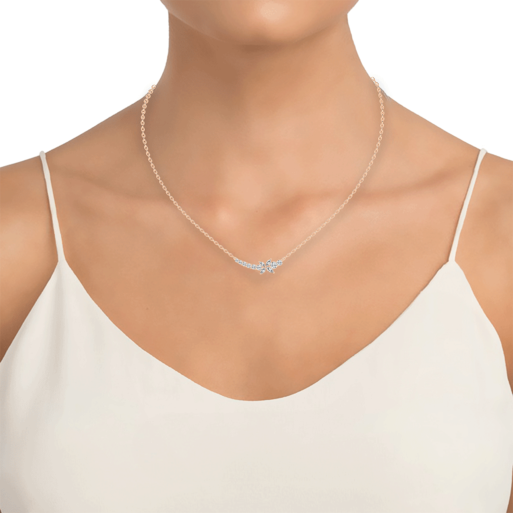 Fancy Marquise and Round Cut 1.26 Cttw Lab Grown Diamond Bar Pendant