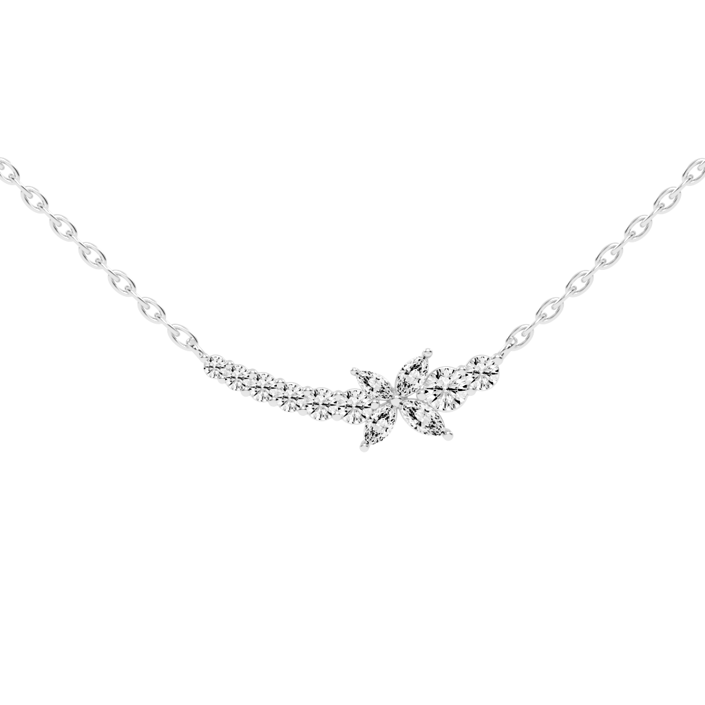 Fancy Marquise and Round Cut 1.26 Cttw Lab Grown Diamond Bar Pendant