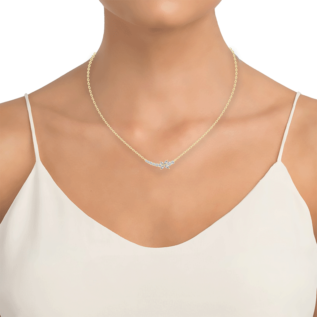 Fancy Marquise and Round Cut 1.26 Cttw Lab Grown Diamond Bar Pendant