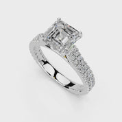 Asscher Cut Double Pave Lab Grown Diamond Engagement Ring