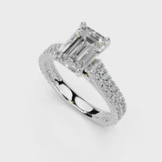 Emerald Cut Double Pave Lab Grown Diamond Engagement Ring