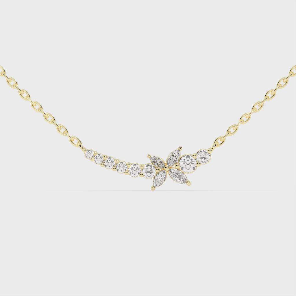 Colgante con barra de diamantes cultivados en laboratorio de 1,26 cts en talla marquesa y redonda