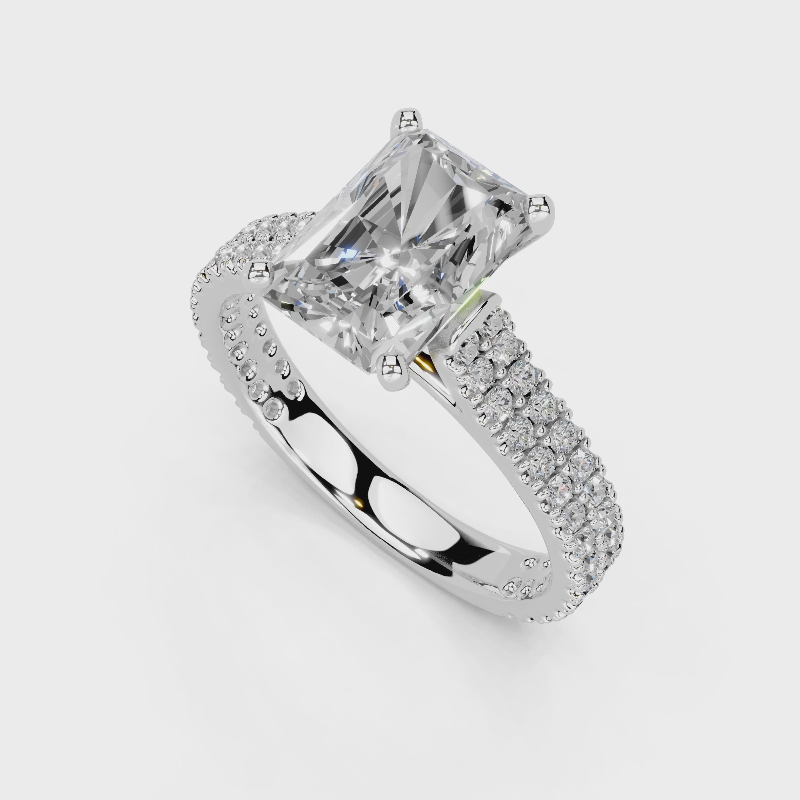 Radiant Cut Double Pave Lab Grown Diamond Engagement Ring